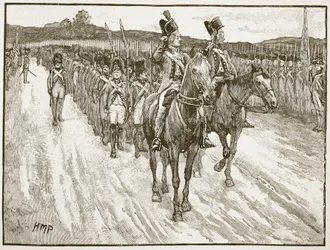 Reddition de Lord Cornwallis, York Town, 1781 (illustration de Cassells Illustrated History of England)