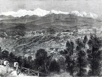 Culture du thé en Inde britannique - Vue de Darjeeling depuis le sud, 1876