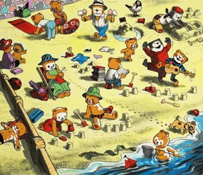 Ours en peluche sur la plage