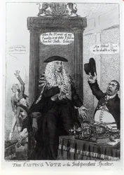 Le vote décisif, ou le président indépendant, caricature satirique montrant alors le Premier ministre, Henry Addington, 1805