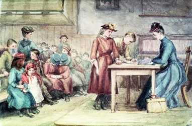 La Salle de classe, vers 1880