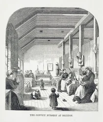La crèche des condamnés à Brixton, extrait de The Criminal Prisons of London and Scenes of Prison Life par Henry Mayhew et John Binny, 1862
