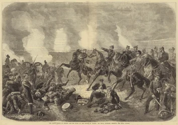 Le prince héritier de Prusse et son état-major à la bataille de Worth, son altesse royale ordonnant la charge finale (gravure)