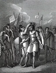 Le comte de Richmond choisi roi après la bataille de Bosworth, de 