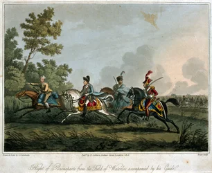 La fuite de Bonaparte (1769-1821) du champ de bataille de Waterloo en 1815, 1817