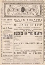 Programme du Globe Theatre, 21 avril 1884