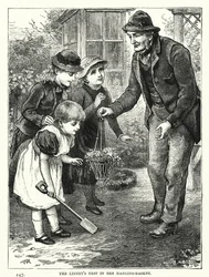 Le nid du linotte dans le panier suspendu