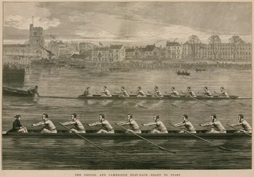 La course de bateaux Oxford et Cambridge - prêt à partir