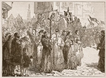 Le pèlerinage de grâce en 1536, illustration de Cassells Illustrated History of England
