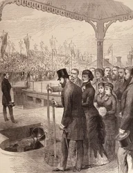 Le prince de Galles inaugurant les nouveaux docks nord à Liverpool, de The Illustrated London News, 17 septembre 1881