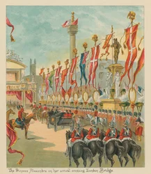 La princesse Alexandra à son arrivée traversant le pont de Londres