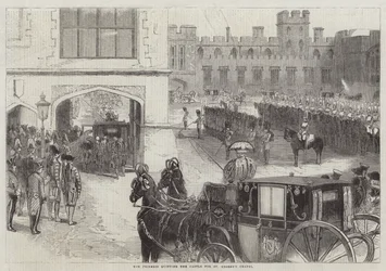La princesse quittant le château pour la chapelle Saint-Georges (gravure)