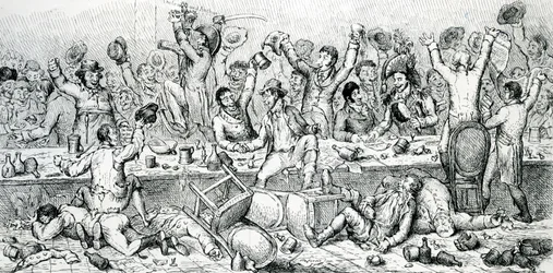 Le Dîner des réformateurs, illustration tirée du Satirist, 1809