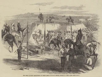 La cavalerie sikhe rendant leurs armes à Rawul Pindee