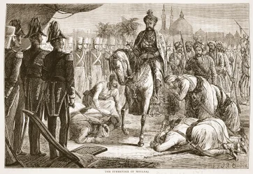 La reddition de Moolraj, illustration de Cassells Illustrated History of England