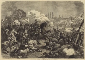 La guerre, le roi Guillaume et son état-major à Gravelotte (gravure)