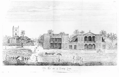 Le côté ouest de Bombay Green, Inde, de Voyage to the East Indies par John Henry Grose, 2ème édition, 1766