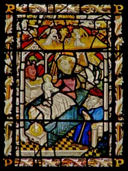 La fenêtre est représentant la Nativité
