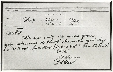 La réponse du vapeur russe, Birma, aux signaux de détresse du Titanic, tirée de 