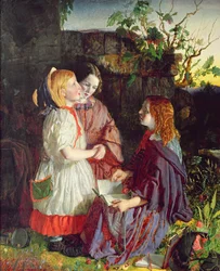 Trois jeunes filles dans un paysage, c.1860