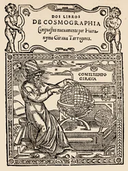 Page de titre pour Deux livres de cosmographie par Hieronymo Girana Tarragones, de The Narrative and Critical History of America, édité par Justin Winsor, Londres, 1886