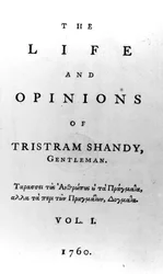 Page de titre de The Life and Opinions of Tristram Shandy, Gentleman par Laurence Sterne, publié en 1760