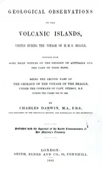 Page de titre de Geological Observations on the Volcanic Islands par Charles Darwin, 1844