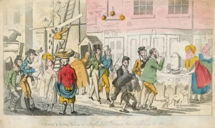 Tom et Bob se promenant dans Drury Lane à cinq heures du matin