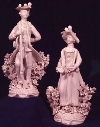 Deux figures de Worcester soutenues par un bocage, période Dr. Wall