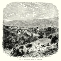 Vue de Caracas, la capitale du Venezuela (gravure)