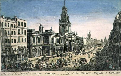 Vue de la Bourse Royale, Londres (gravé par Pierre Moithey)