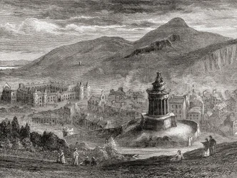 Vue sur Édimbourg depuis le monument de Burns sur Calton Hill, de 