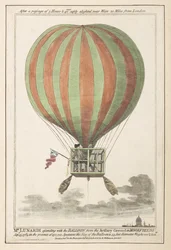 Vincent Lunardi dans les airs après son ascension depuis Moorfields, septembre 1784