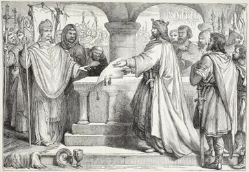 Visite de Charlemagne au Pape, illustration de L
