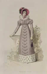 Robe de marche, planche de mode de Ackermanns Repository of Arts