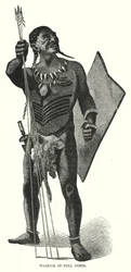 Guerrier en tenue de cérémonie (gravure)