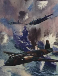 Bombardiers Wellington attaquant la base navale allemande de Kiel, 1939