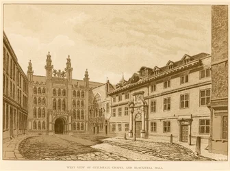 Vue ouest de la chapelle du Guildhall, Londres, et de Blackwell Hall