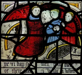 Fenêtre N3 représentant les Quinze Derniers Jours du Monde (la fenêtre du Pryke de Conscience) : Les gens sortent de leurs trous pour prier