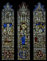 Fenêtre S6 représentant Saint Jacques, la Vierge et l