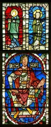 Vitrail représentant Jessé et deux saints