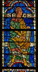 Fenêtre représentant une figure généalogique : Semel