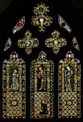 Fenêtre représentant Saint Thomas, le Christ, Saint Jean et le donateur