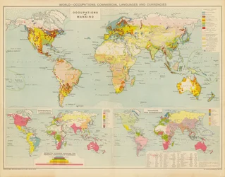 Monde, occupations, langues commerciales et monnaies
