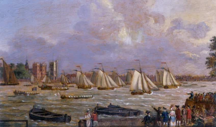 Yachts de la flotte de Cumberland en course au large du palais de Lambeth, 1775
