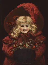 Jeune fille portant un manteau rouge et un bonnet