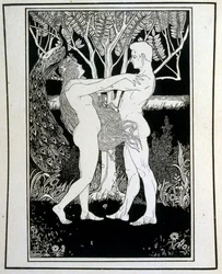Adam et Ève (innocence), du livre Judah illustré par Ephraim Moses Lilien (1874-1925). Lilien est considéré comme le père de l