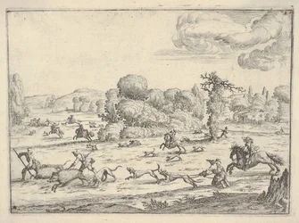 Chasse au sanglier dans un paysage, ca. 1620-38