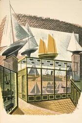 Modèles de bateaux et de trains, illustration de 