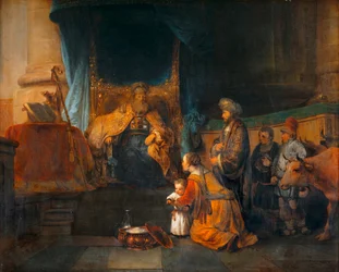 Anne et son epoux Elkana presentant au grand pretre Eli leur fils Samuel - Hannah and her husband Elkana presenting their son Samuel to the High-PrieSt ...
